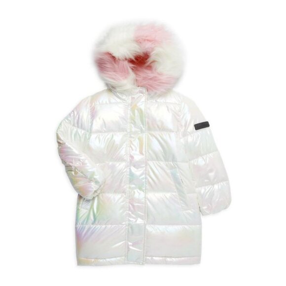 Sam Edelman Other - NEW Sam Edelman Little Kid Girl Quilted Iridescent Faux Fur Trim Puffer Jacket